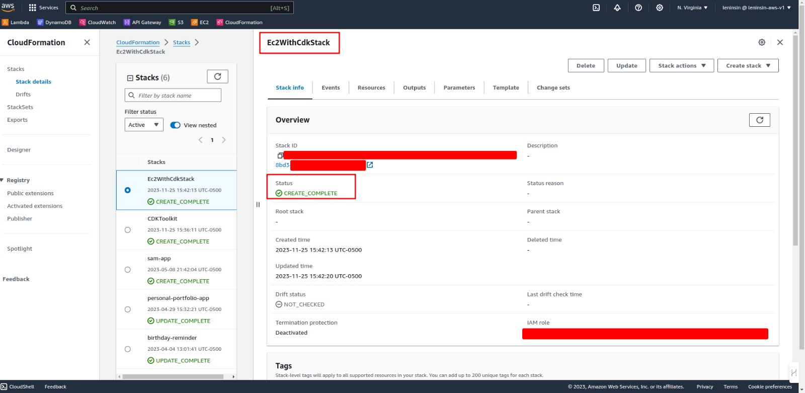 cloudformation console